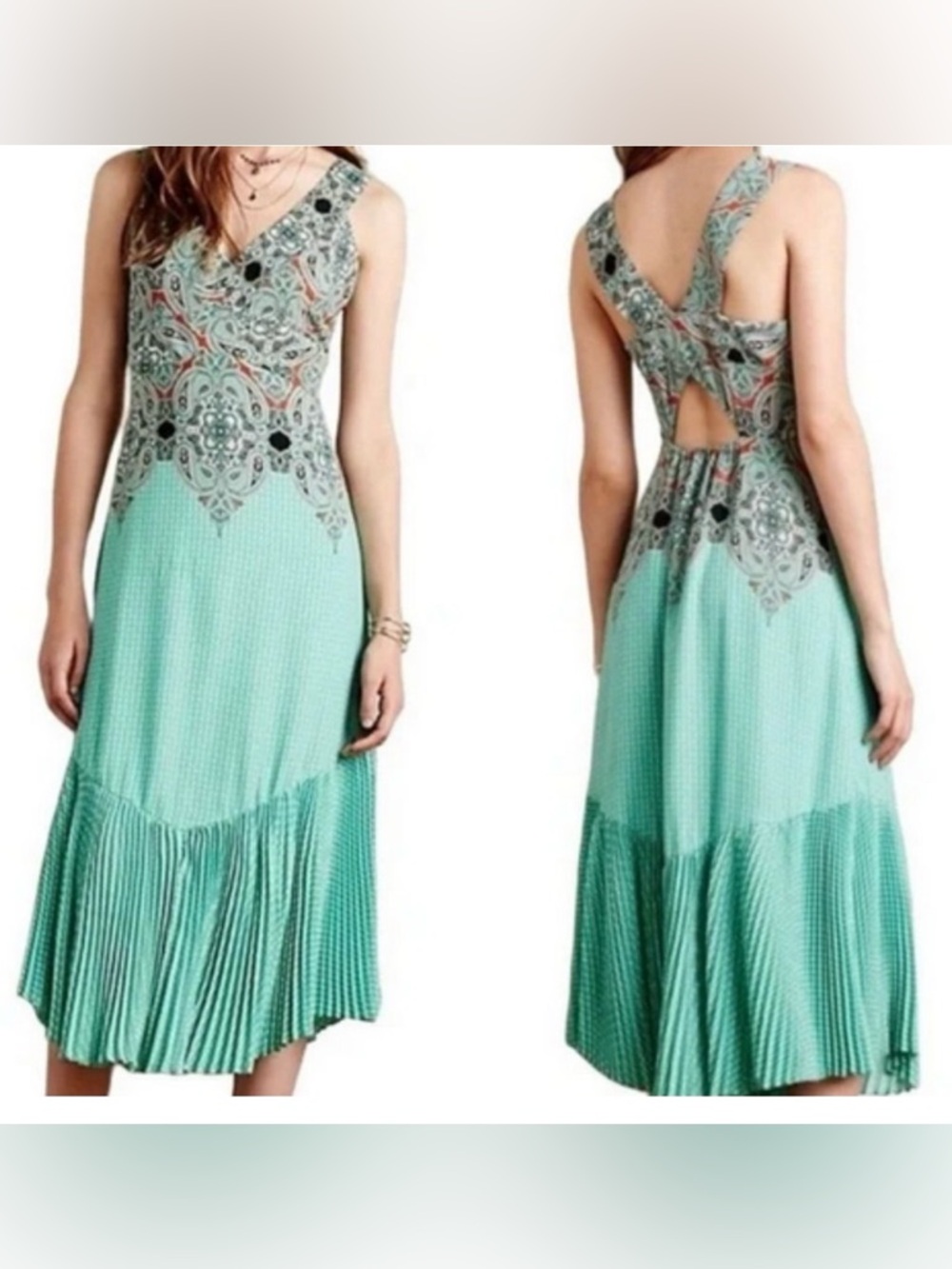 ANTHROPOLOGIE Maeve Dress Sz 2 Canyon Creek Turquoise Boho Chic